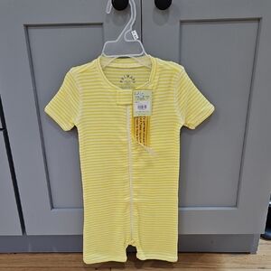 New Primary Yellow and White Striped Romper
